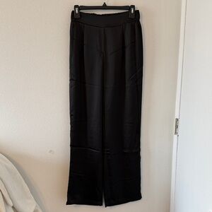 Cynthia Rowley Black Satin Wide Leg Pants
